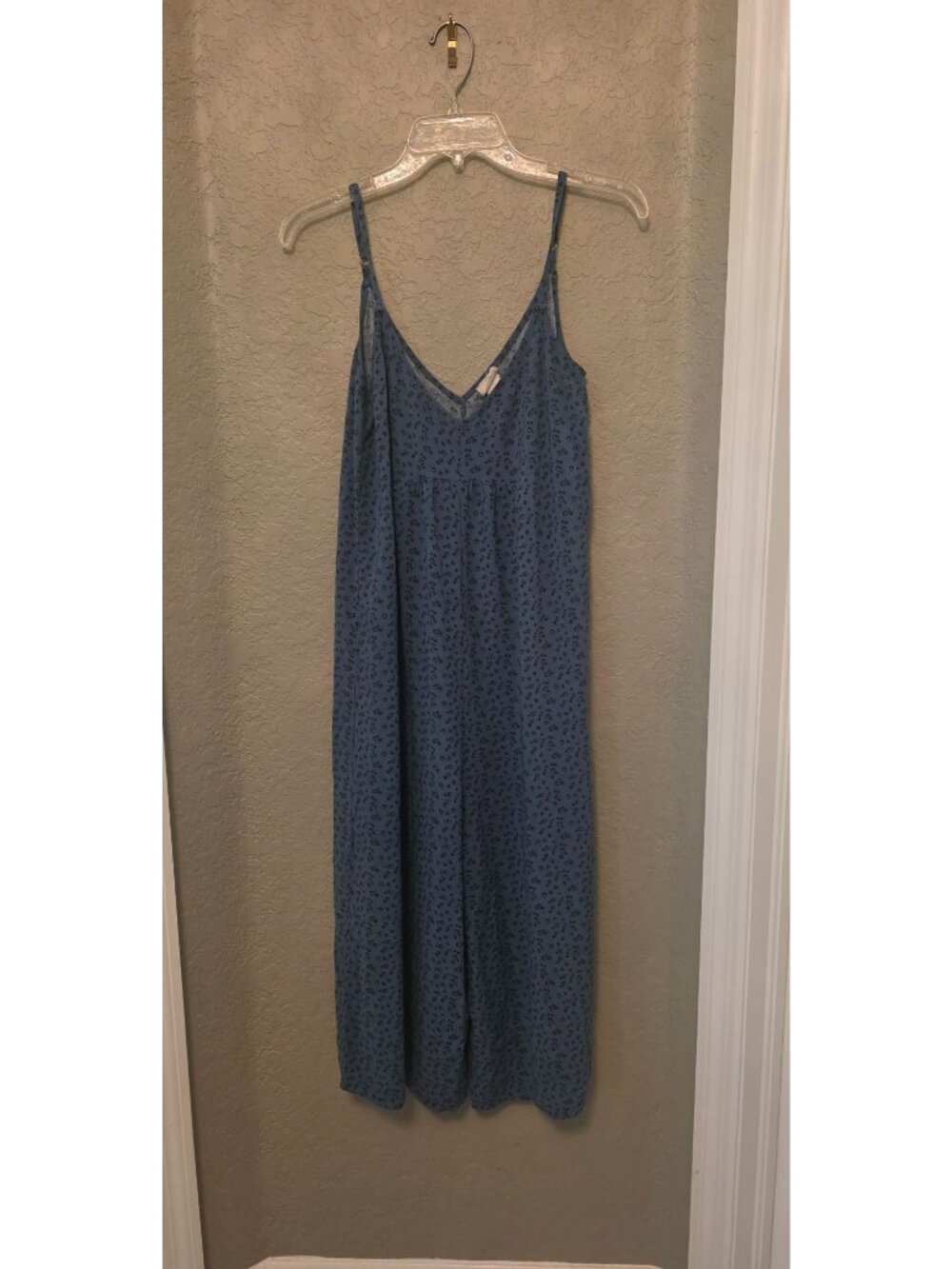 Natural Life Blue Printed Oversized Wide Leg Cropped Romper Jumpsuit S Boho
